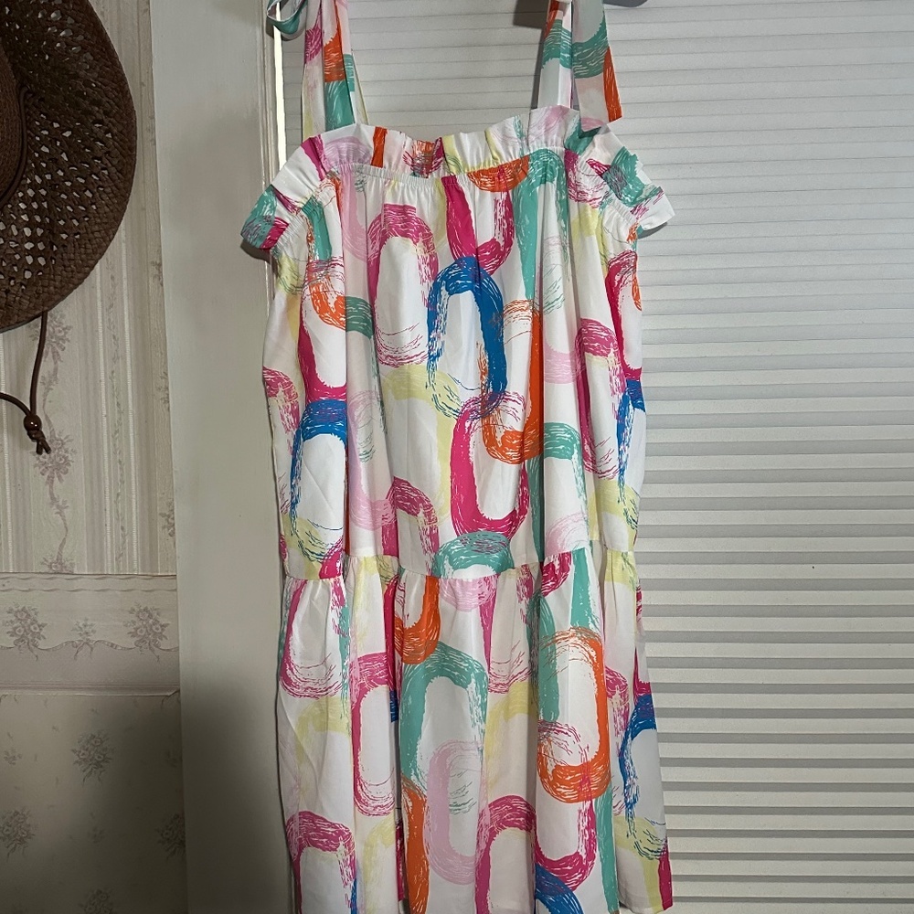 Colorful shoulder tie dress